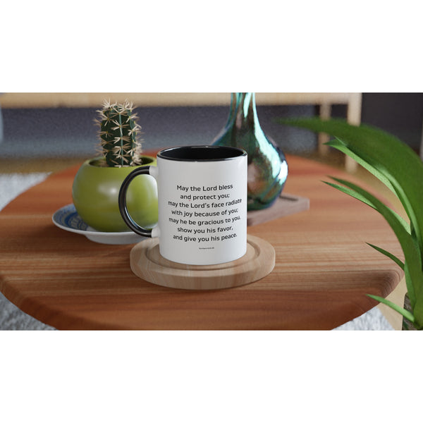 May the Lord bless and keep you - White 11oz Ceramic Mug with Color Inside
