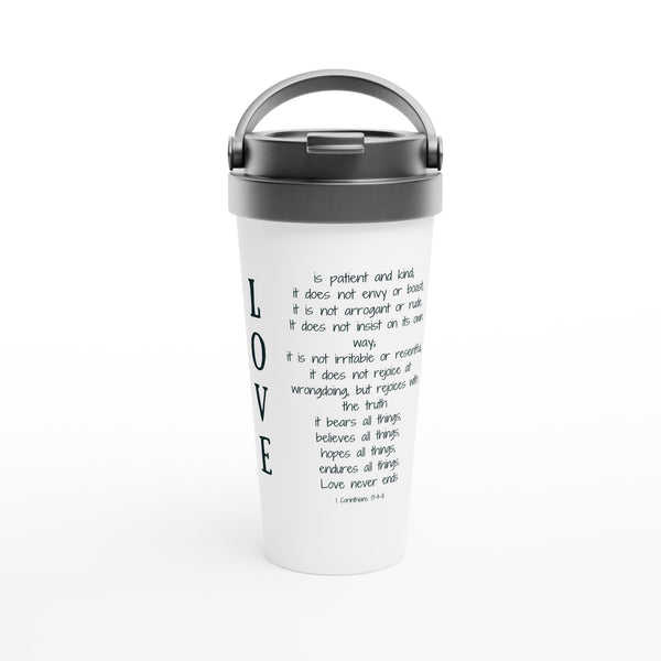 Love is...White 15oz Stainless Steel Travel Mug