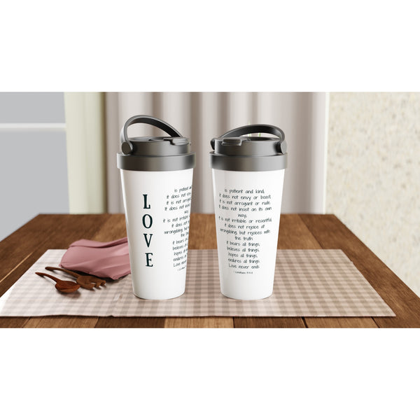Love is...White 15oz Stainless Steel Travel Mug