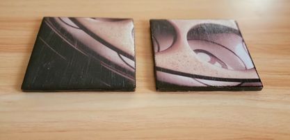 Set of TWO Square Vintage Style Rotary Phone Ceramic Coasters - 4 x 4