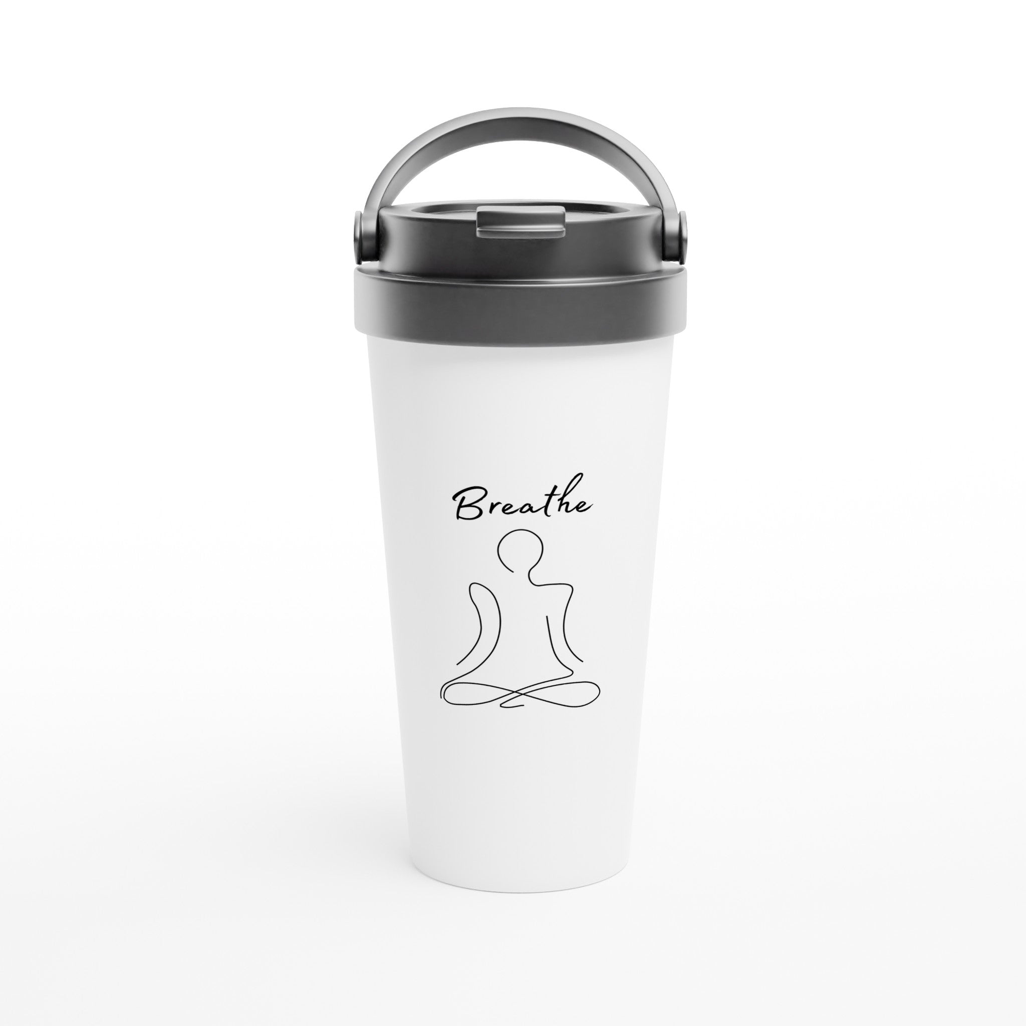 Breathe - White 15oz Stainless Steel Travel Mug